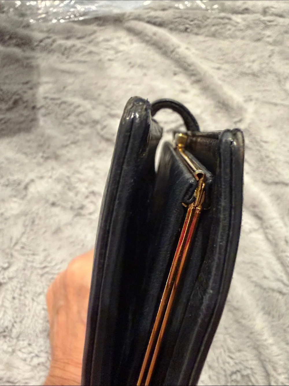 CHANEL Black Caviar Leather Wallet with Embossed CC
